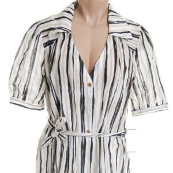 INTRIQUE Voile Striped Shirt Dress - Sz 12 - NEW - Picture 2 of 8